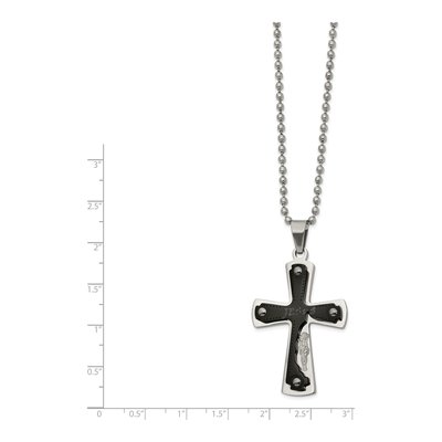 Black Stainless Steel Cross Pendant Necklace – view 3