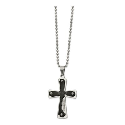 Black Stainless Steel Cross Pendant Necklace