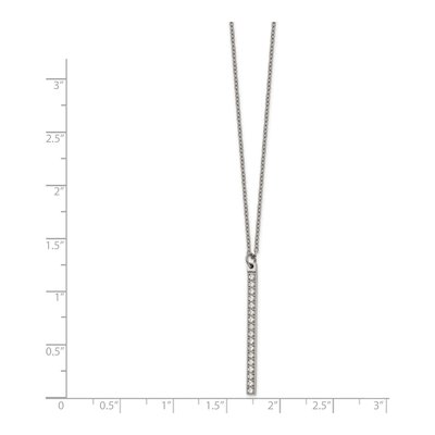 Stainless Steel CZ Bar Pendant Necklace – view 3