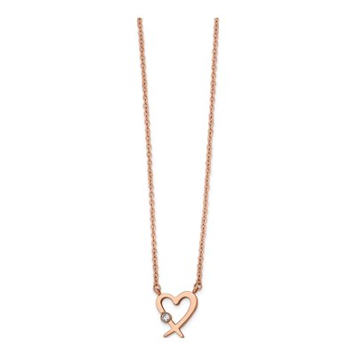 Stainless Steel Crystal IP Heart Pendant Necklace – view 3