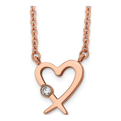 Stainless Steel Crystal IP Heart Pendant Necklace