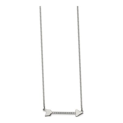 Stainless Steel CZ Arrow Necklace
