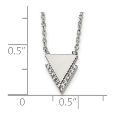 Stainless Steel CZ Double Triangle Pendant Necklace – view 4