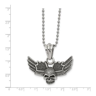 Stainless Steel Skull Wings Necklace – view 3
