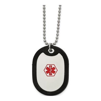 Stainless Steel Medical ID Dog Tag Necklace