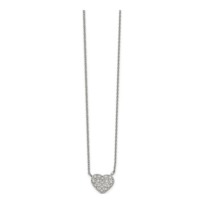Stainless Steel CZ Heart Pendant Necklace
