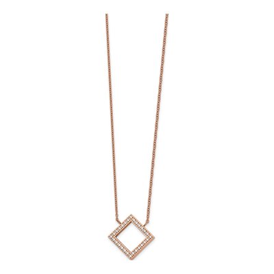 Stainless Steel CZ On Cable Pendant Necklace
