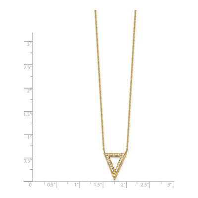Stainless Steel CZ IP Triangle Pendant Necklace – view 3