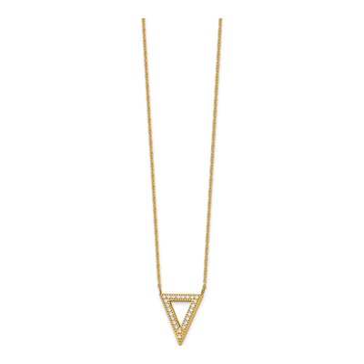 Stainless Steel CZ IP Triangle Pendant Necklace