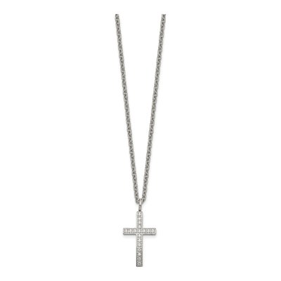 Stainless Steel CZ Cross Pendant Necklace – view 3