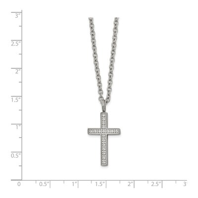 Stainless Steel CZ Cross Pendant Necklace – view 4