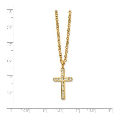 Stainless Steel CZ Cross Pendant Necklace – view 4