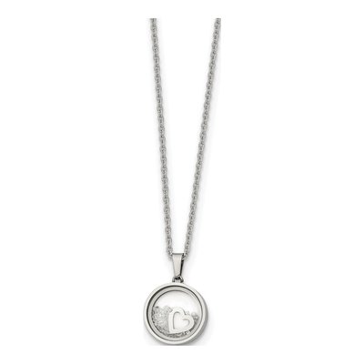 Stainless Steel Crystal Floating Heart Pendant Necklace
