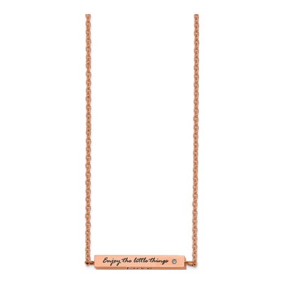 Stainless Steel CZ 'enjoy Little Things' Bar Necklace