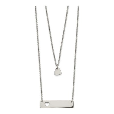 Stainless Steel Heart Bar Necklace
