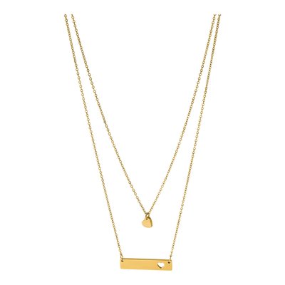 Stainless Steel Heart Bar Multi-Strand Necklace – view 5