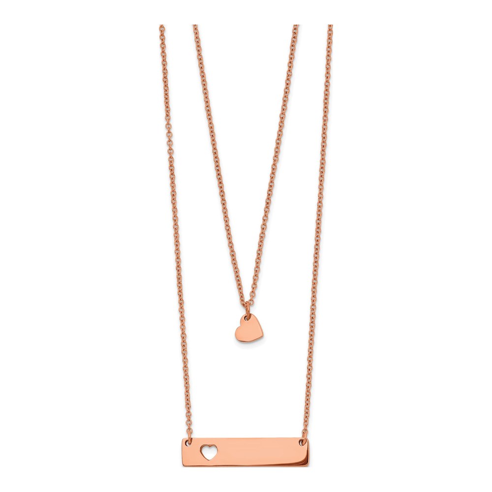 Stainless Steel IP Heart Bar Necklace