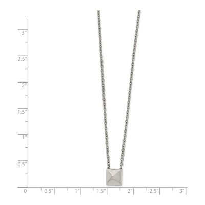 Stainless Steel Square Stud Pendant Necklace – view 3