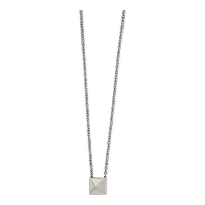 Stainless Steel Square Stud Pendant Necklace