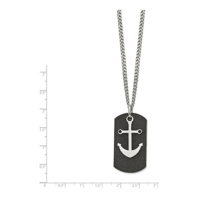 Black Stainless Steel Anchor Pendant Necklace – view 3