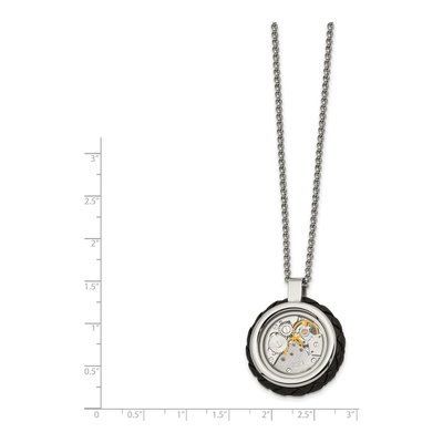 Stainless Steel CZ IP Pendant Necklace – view 3