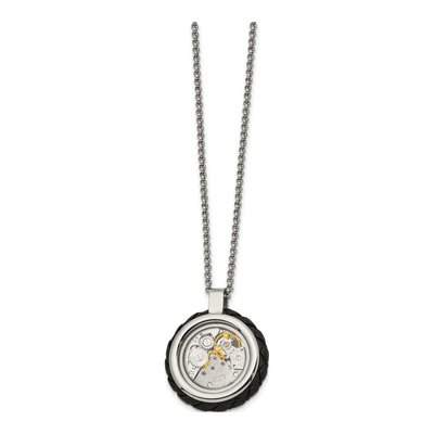 Stainless Steel CZ IP Pendant Necklace