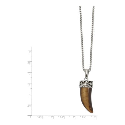 Stainless Steel Tiger's Eye Horn Pendant Necklace – view 4