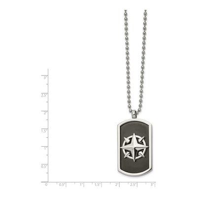 Black Stainless Steel Compass Dog Tag Pendant Necklace – view 3