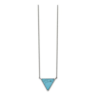 Stainless Steel Howlite Triangle Necklace