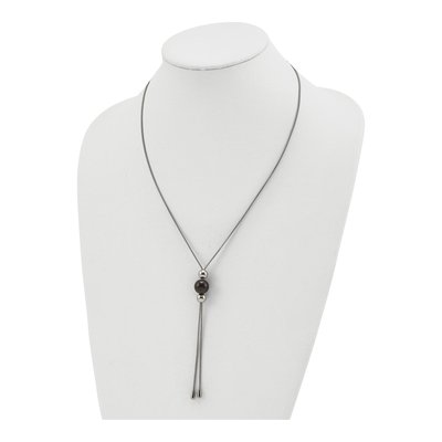 Black Stainless Steel Tassel Necklace – view 3