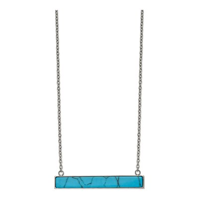 Stainless Steel Howlite Bar Necklace