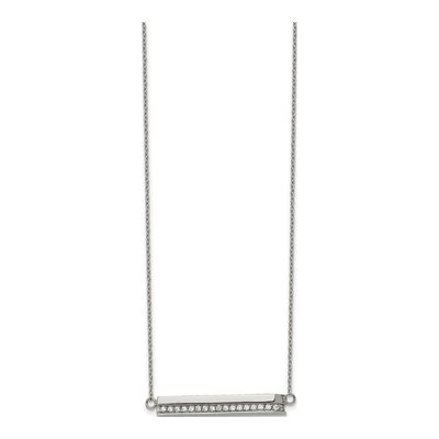 Stainless Steel CZ Bar Necklace