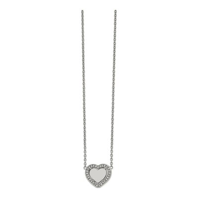 Stainless Steel CZ Heart Necklace