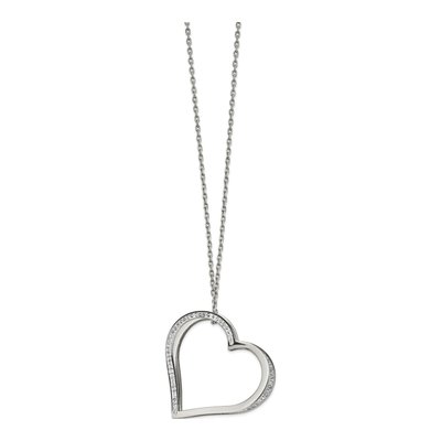 Stainless Steel Crystal Heart Pendant Necklace
