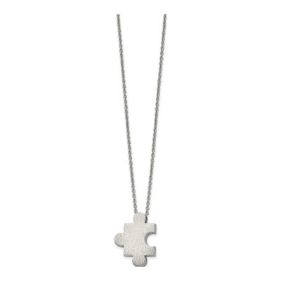 Stainless Steel Puzzle Piece Pendant Necklace