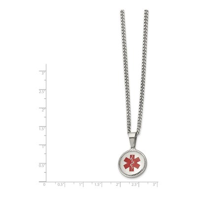 Stainless Steel Red Enamel Medical ID Necklace – view 3