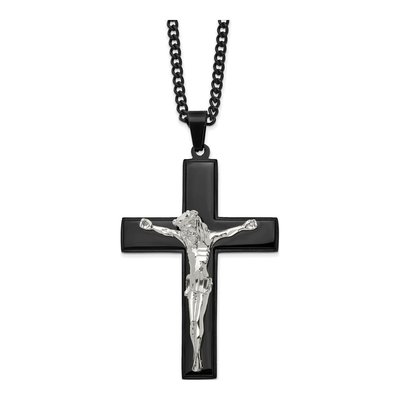 Black Stainless Steel Crucifix Necklace