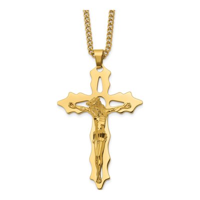 Stainless Steel Cutout Crucifix Necklace