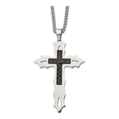 Black Stainless Steel Black Cross Necklace