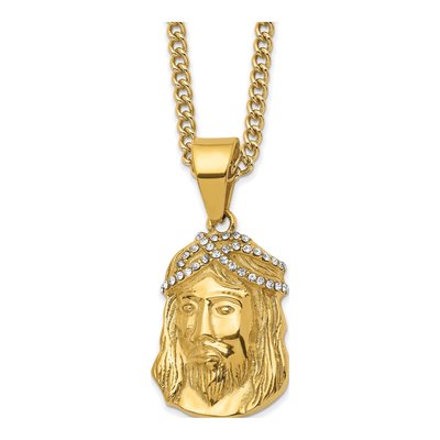 Stainless Steel Crystal IP Jesus Necklace