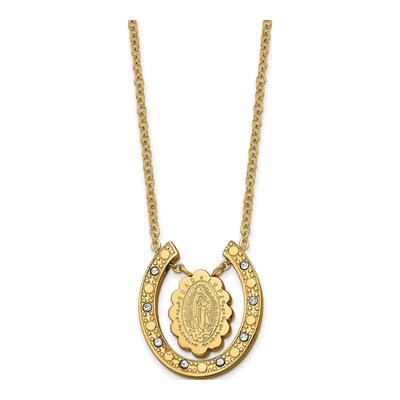 Stainless Steel Crystal Guadalupe Horseshoe Necklace