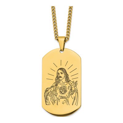 Stainless Steel Jesus Dog Tag Necklace