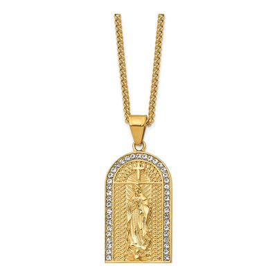 Stainless Steel Crystal Blessed Mary Pendant Necklace – view 3
