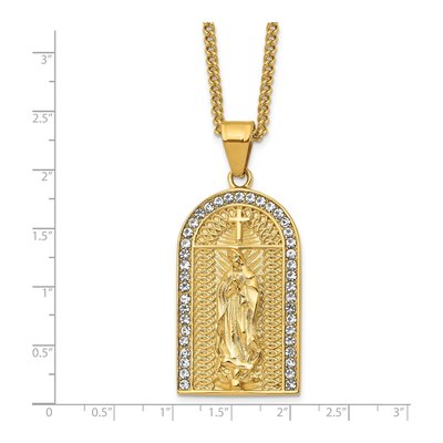 Stainless Steel Crystal Blessed Mary Pendant Necklace – view 6