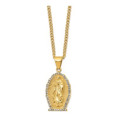 Stainless Steel Crystal Guadalupe Pendant Necklace – view 3