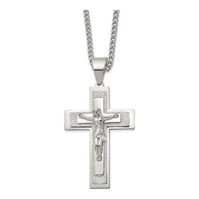 Stainless Steel Crucifix Pendant Necklace
