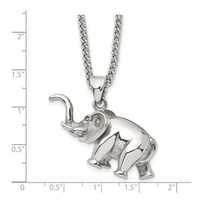 Stainless Steel 3D Elephant Pendant Necklace – view 4