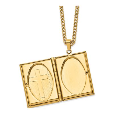 Stainless Steel Cross Bible Locket Necklace – view 3