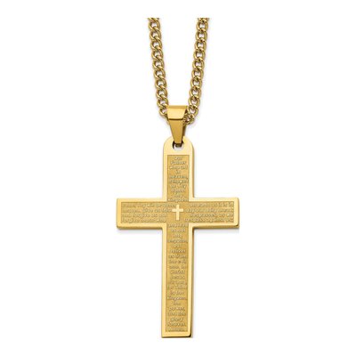 Stainless Steel Lord's Prayer Cross Necklace