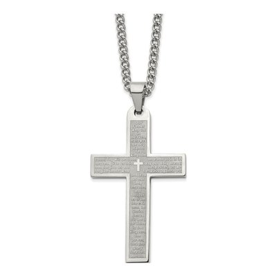 Stainless Steel Lord's Prayer Cross Necklace
